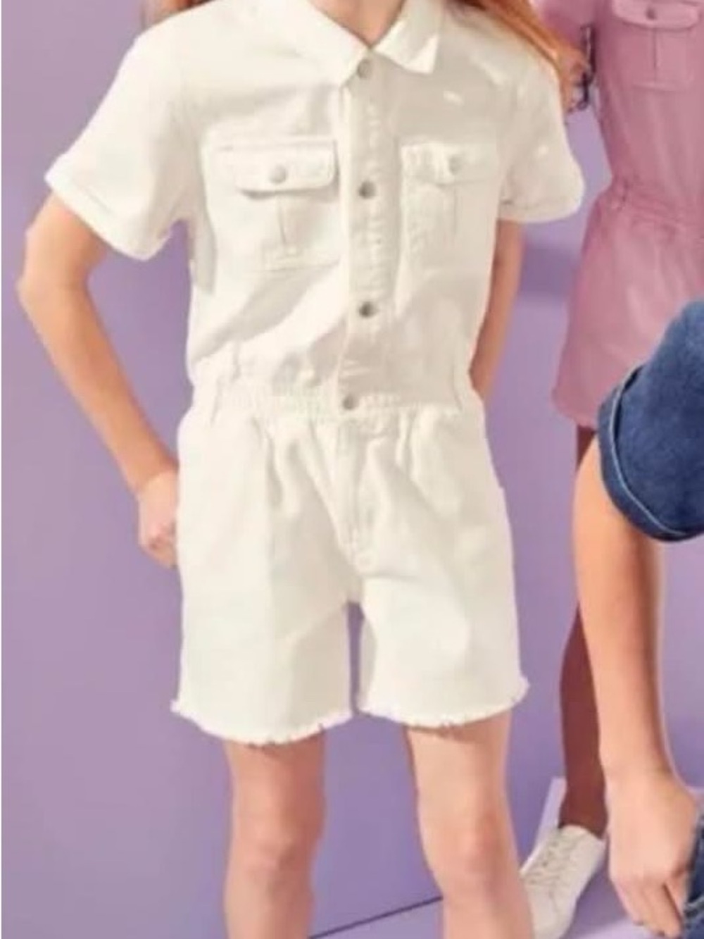NEW Eusie Brand Tween Girls' White Short Romper - Casual Kids Bottoms Size